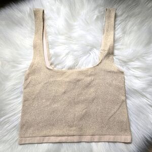 Anthropologie Sparkly Nude Cropped Tank Size L/XL